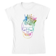 Load image into Gallery viewer, EUROPE The Haven: Flower Skull - Classic Womens Crewneck T-shirt
