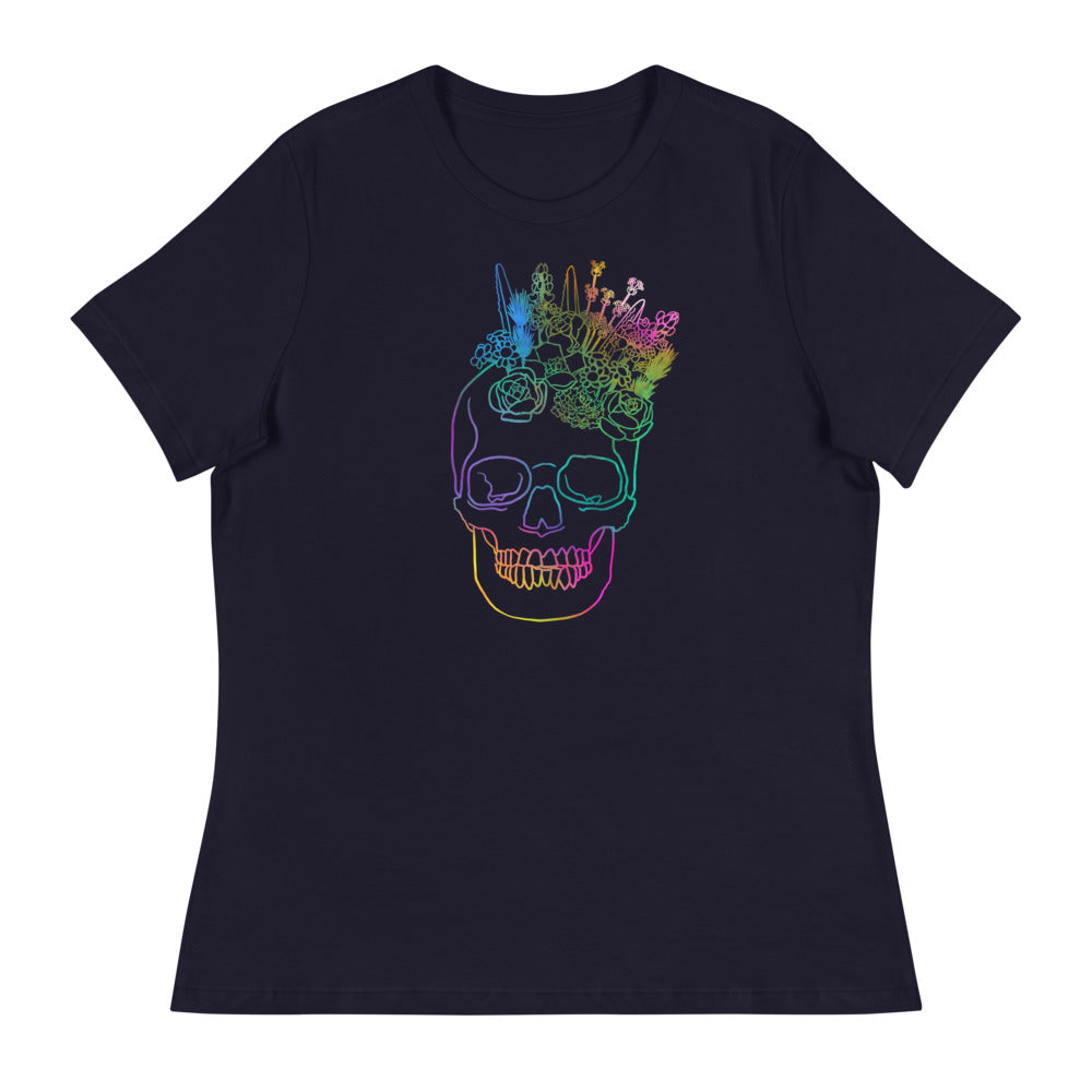 US The Haven: Flower Skull - Women's Relaxed T-Shirt