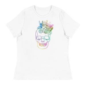 US The Haven: Flower Skull - Women's Relaxed T-Shirt